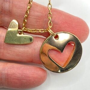 Gold Heart Cut-Outs Necklace Charm